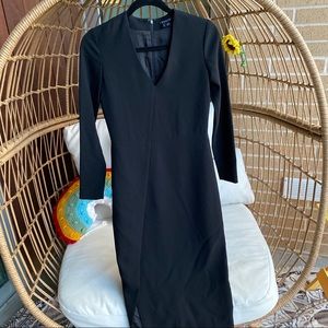 Theory Black VNeck Long Sleeve Work Sheath Dress